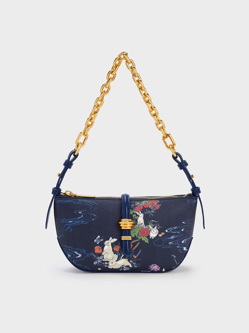Rabbit Illustrated Belted Bag, Navy, hi-res