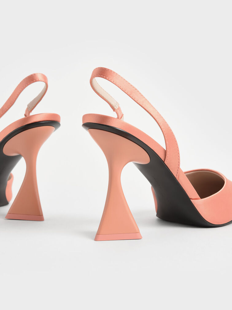 Recycled Polyester Slingback Pumps, Peach, hi-res