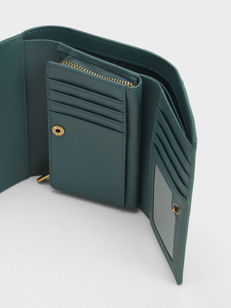 Huxley Metallic-Accent Front Flap Wallet, Teal, hi-res