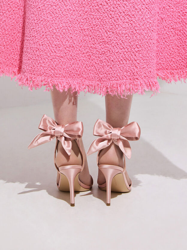 Eliana Satin Tie-Around Heeled Sandals, Pink, hi-res
