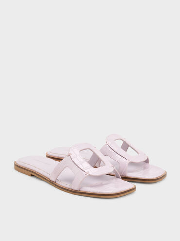 Easley 幾何挖空拖鞋, 丁香紫動物紋, hi-res