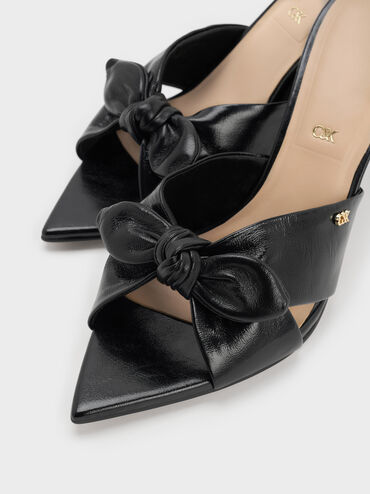 Mules Jayce en cuir &agrave; talons aiguilles, Noir, hi-res