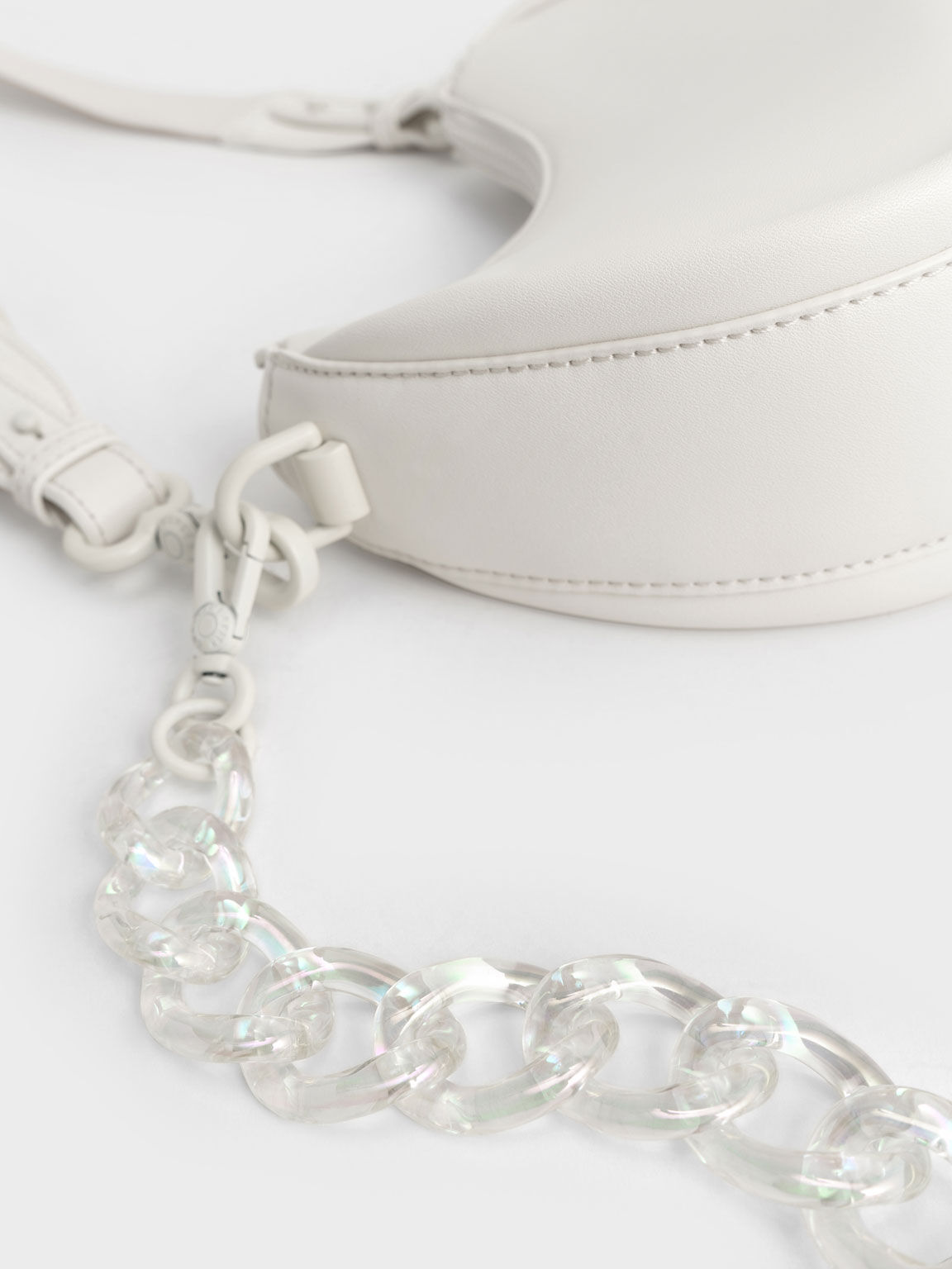 Lana Curved Shoulder Bag, White, hi-res
