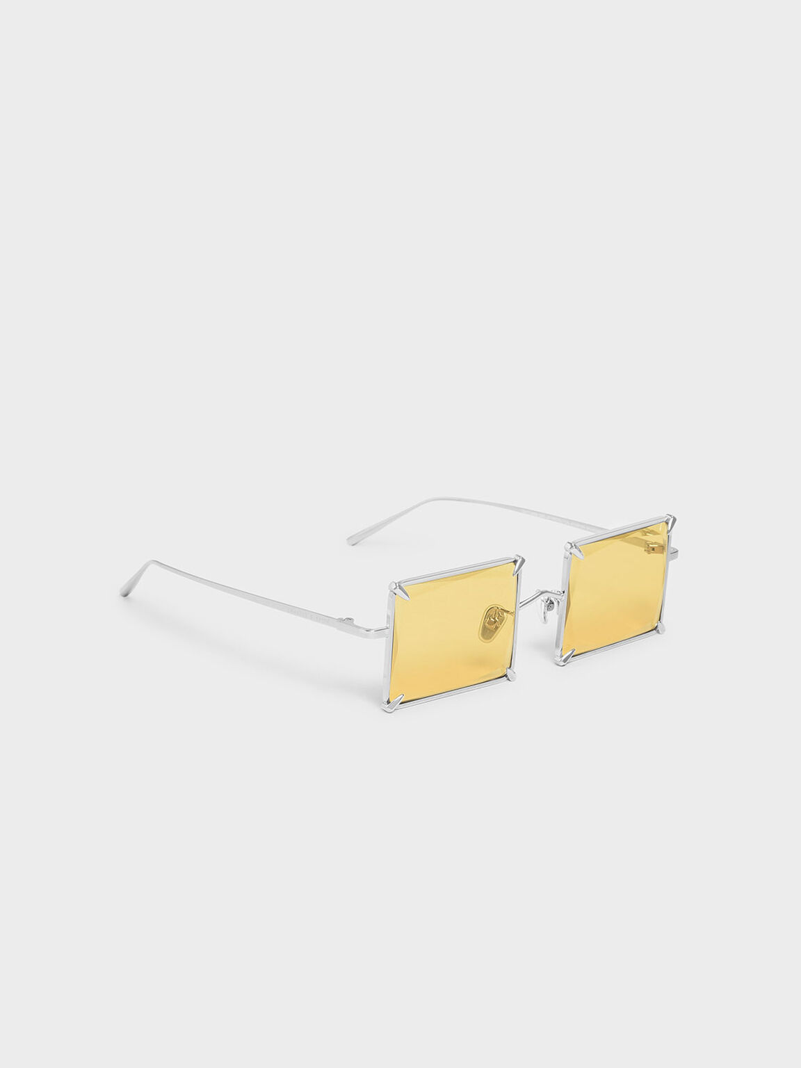 Square Wire Frame Sunglasses, Yellow, hi-res