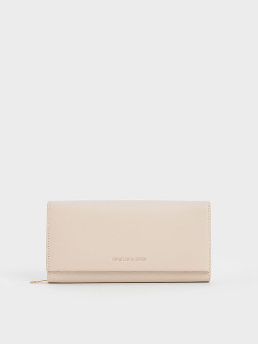 Front Flap Long Wallet, Oat, hi-res