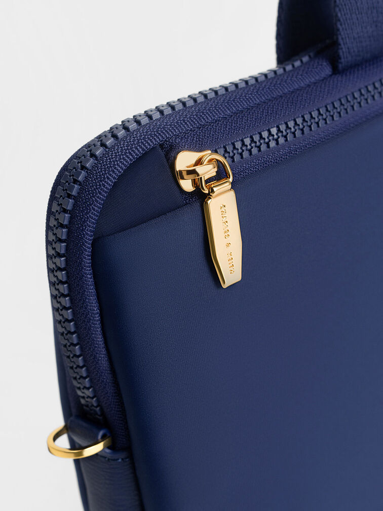 Textured Laptop Bag, Navy, hi-res