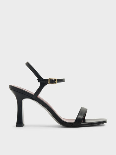 Sculptural Heel Sandals, Black, hi-res