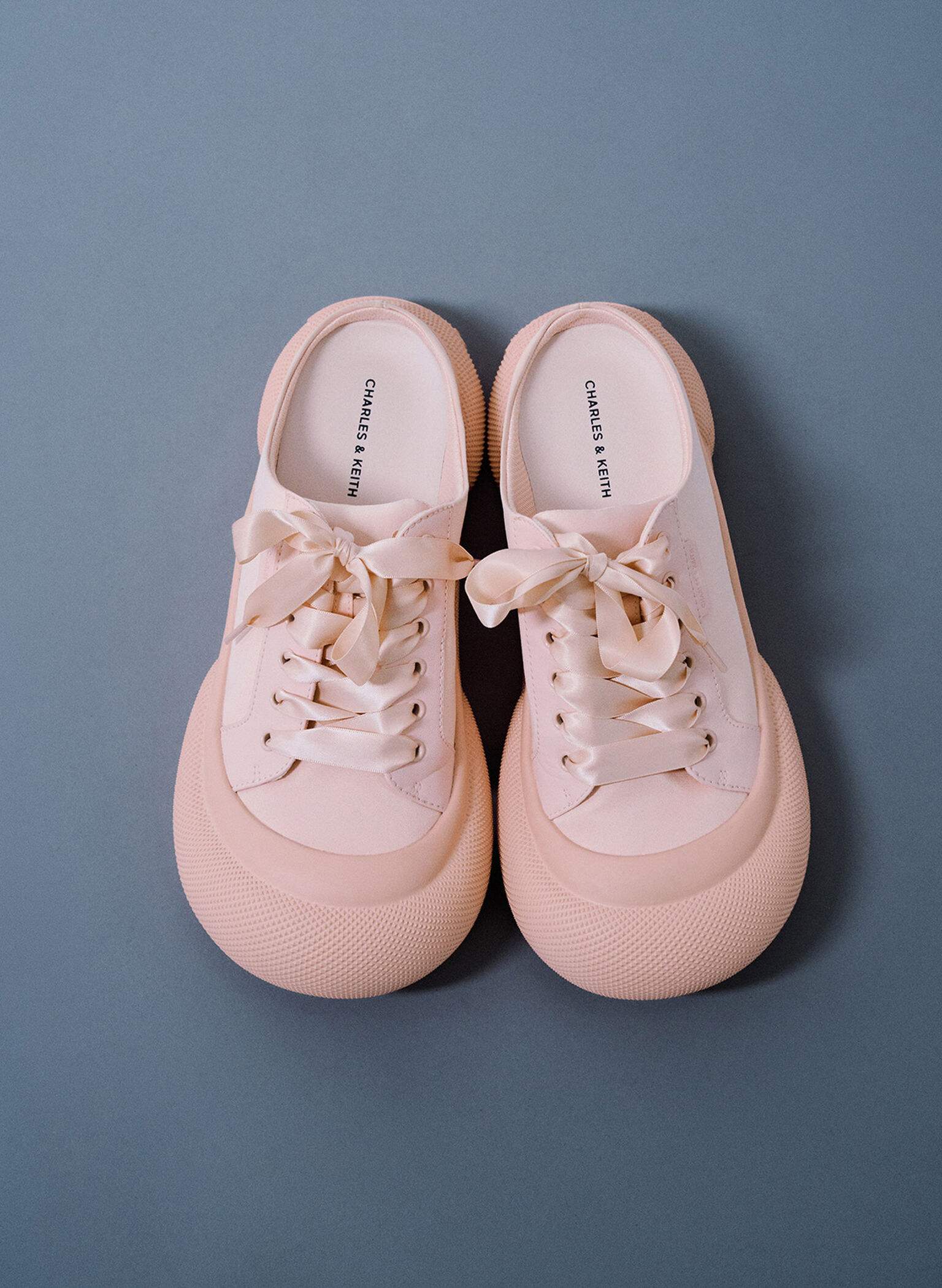 Satin Lace-Up Slip-On Sneakers, Light Pink, hi-res