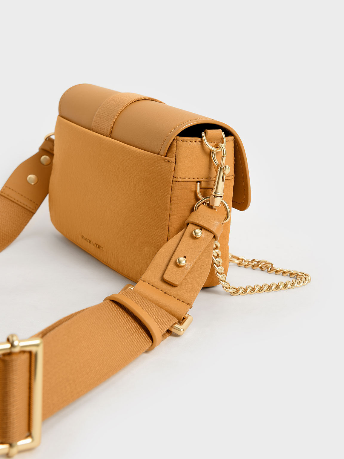 Aspen Metallic Belt Buckle Shoulder Bag, Orange, hi-res