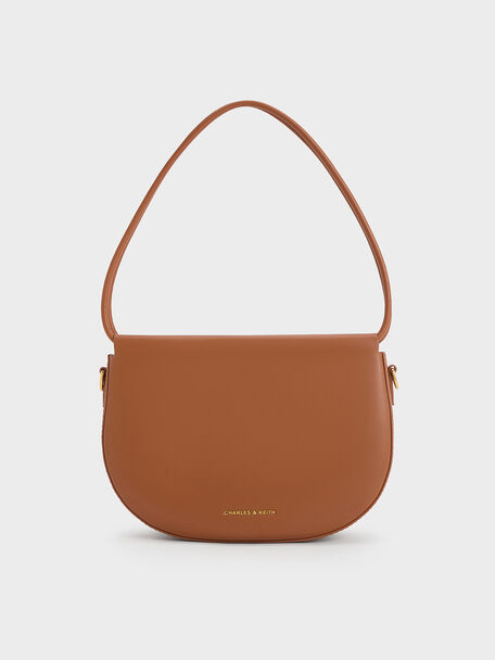 Elora Curved Top Handle Bag, Tan, hi-res