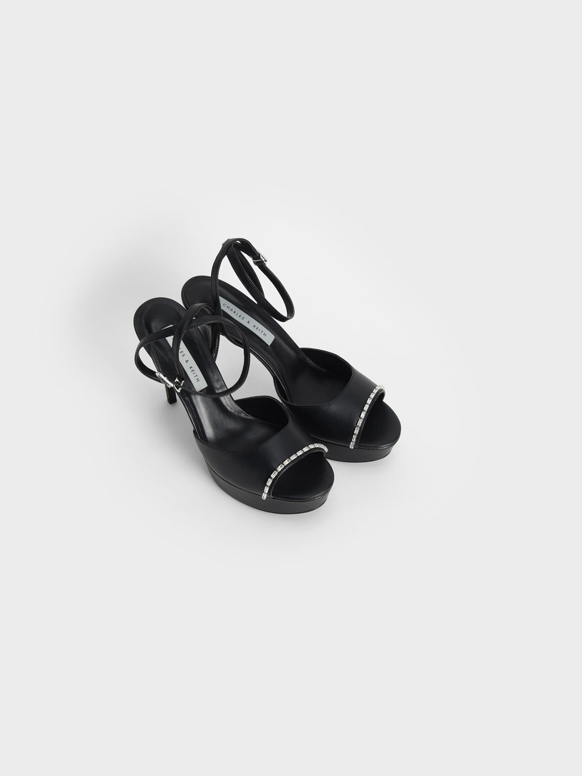 Gem-Embellished Platform Sandals, Black, hi-res
