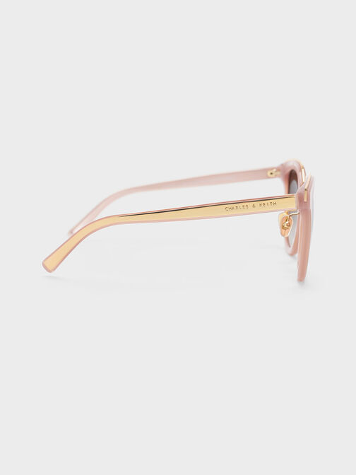 Recycled Acetate Metallic-Rim Sunglasses, Pink, hi-res