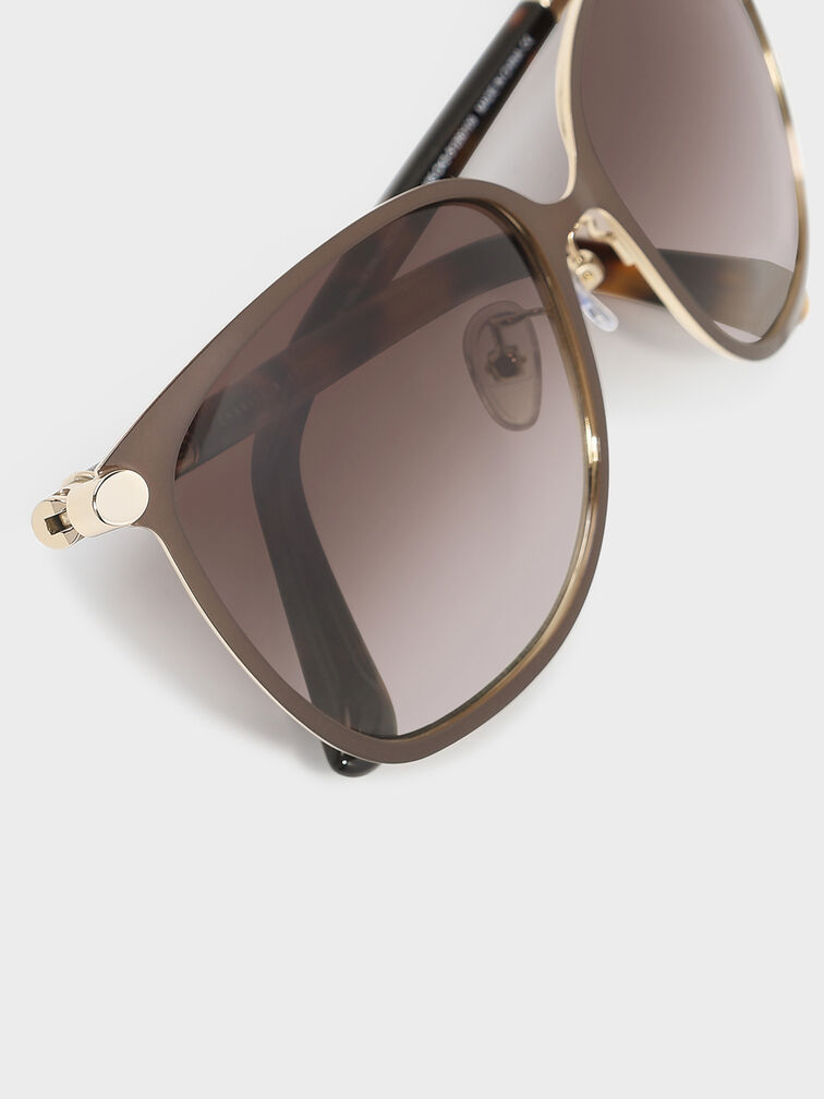 Oversized Square Sunglasses, Brown, hi-res