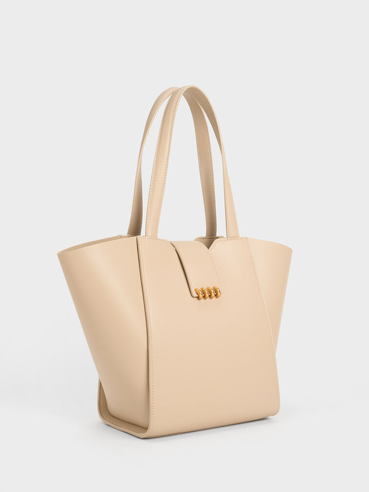 Osiris Metallic Accent Trapeze Tote, Beige, hi-res