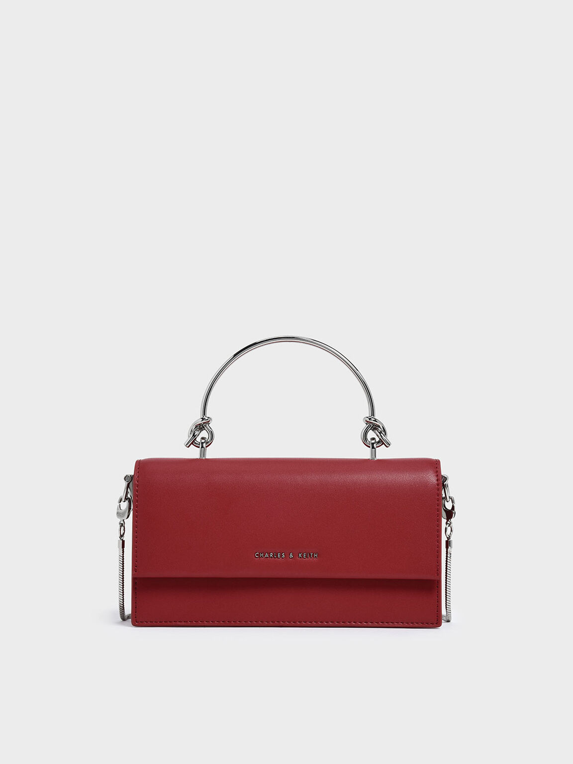 Red Demi Metal Top Handle Long Wallet Charles Keith Id