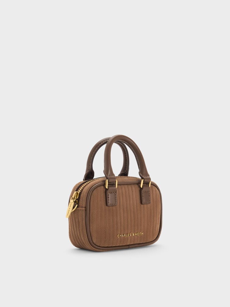 Sianna Corduroy Bag Charm, Mocha Brown, hi-res