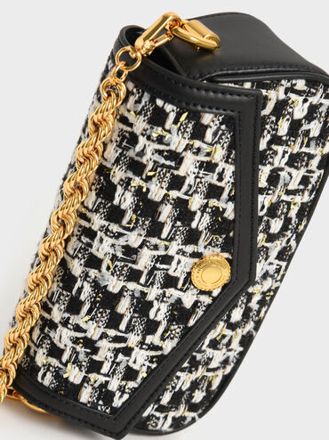 Este Tweed Chain Handle Bag, Black, hi-res