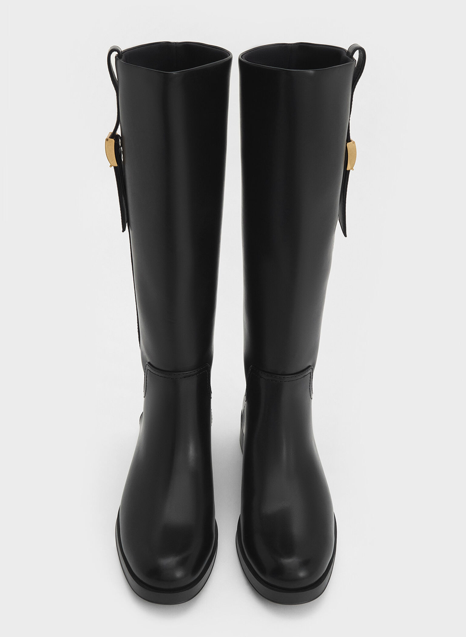 Yvette Metallic-Accent Knee-High Boots, Black, hi-res
