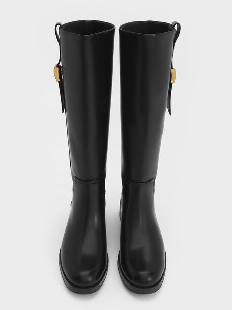 Yvette Metallic-Accent Knee-High Boots, Black, hi-res