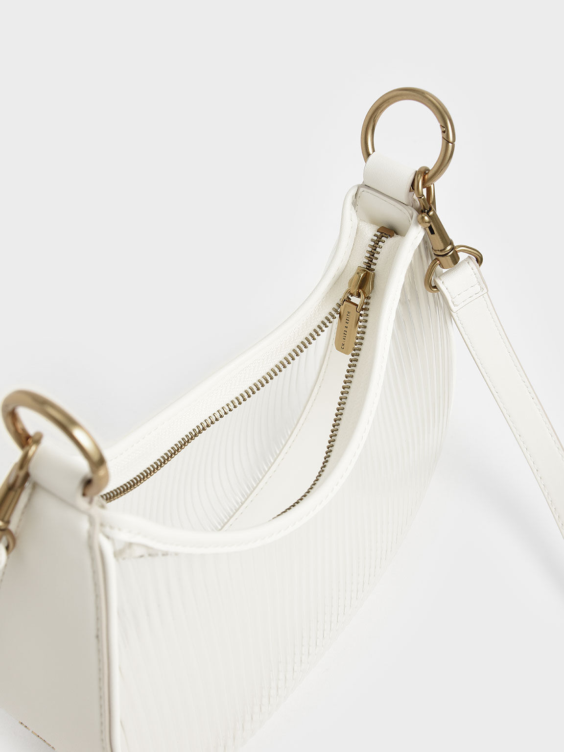 Acrylic Chain Handle Hobo Bag, White, hi-res