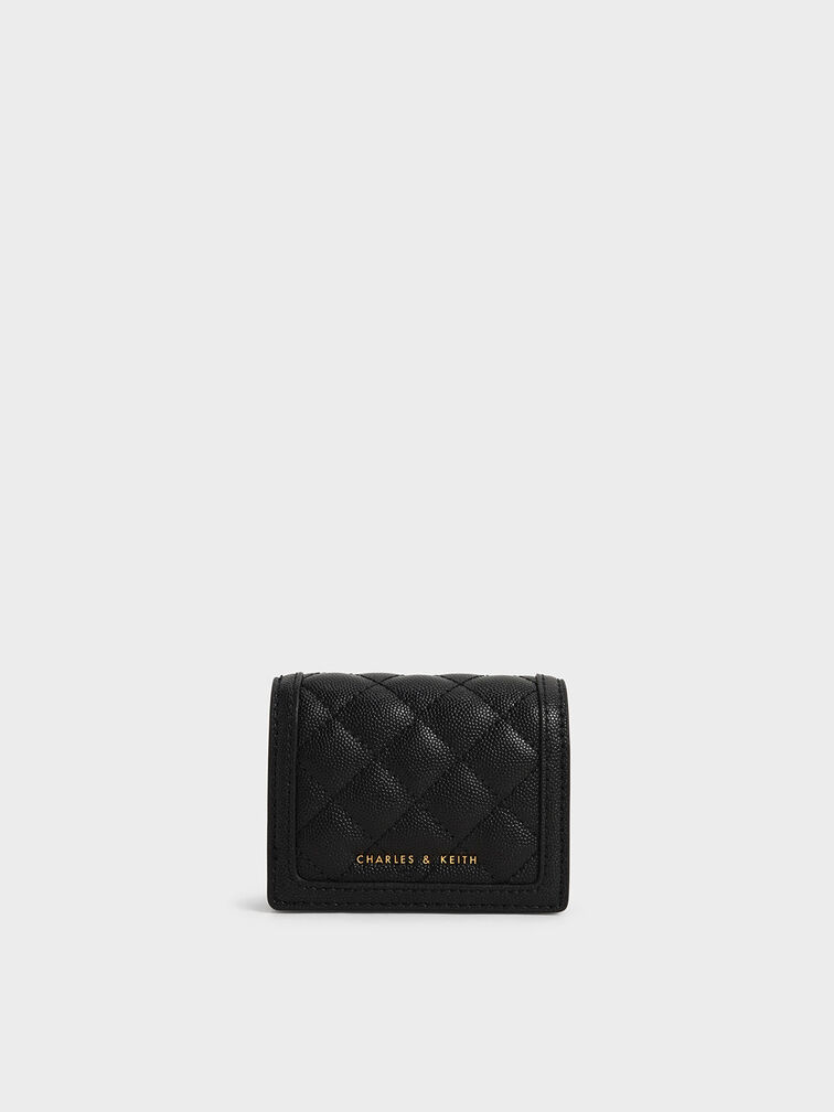 Black Micaela Quilted Card Holder - CHARLES & KEITH US