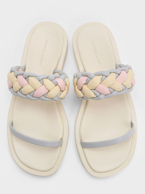 Braided-Strap Flatform Sandals, Multi, hi-res