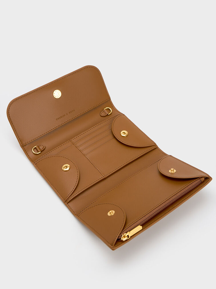 Front Flap Long Wallet, Chocolate, hi-res