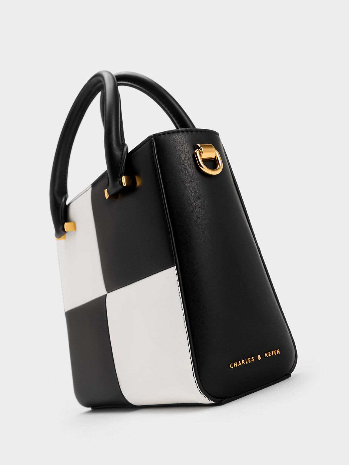 Georgette Checkered Square Tote Bag, Multi, hi-res