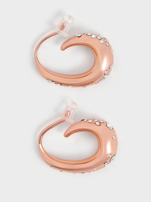 Reverie Crystal Teardrop Hoop Earrings, Rose Gold, hi-res