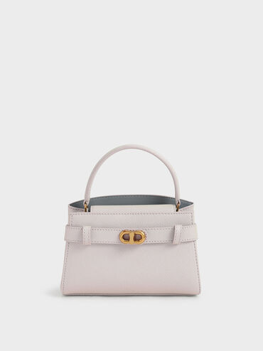 Aubrielle Belted Top Handle Bag, Pearl, hi-res