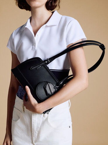 Bolso Enola con asa alargada, Noir, hi-res