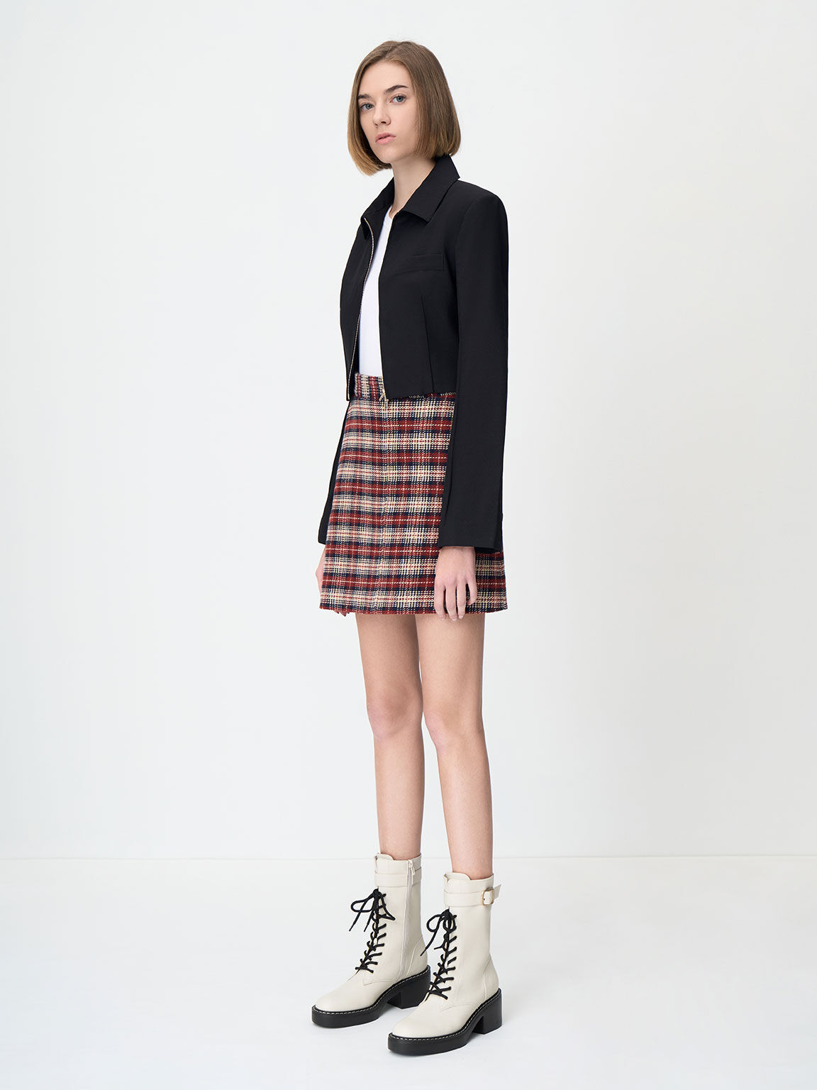 Buckled Lace-Up Platform Boots, Chalk, hi-res