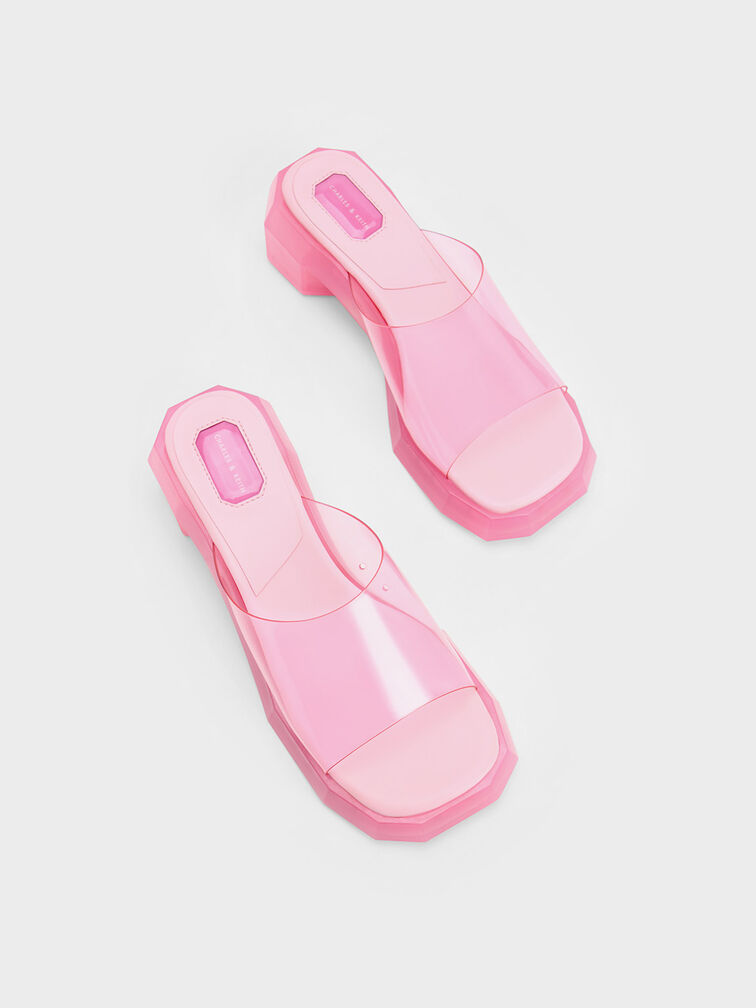 Fia See-Through Geometric Mules, Light Pink, hi-res