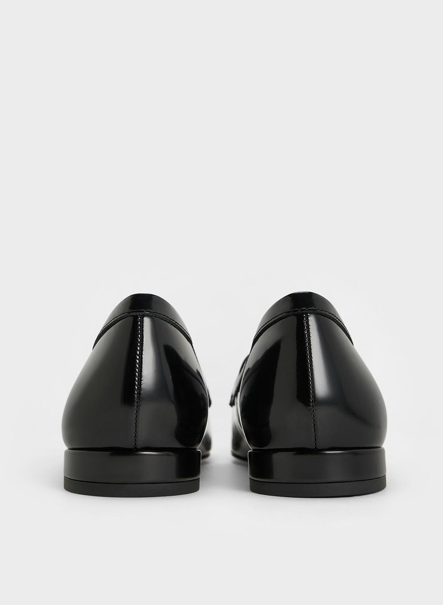 Mocasines de cuero Penny con puntera cuadrada, Negro pulido, hi-res