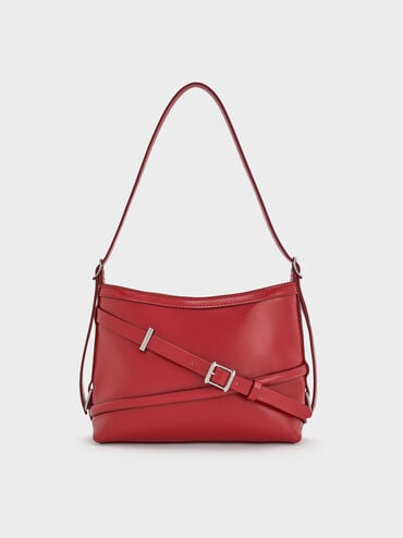 Bolsa transversal Bryna com alça de fivela, Vermelho Equestre, hi-res