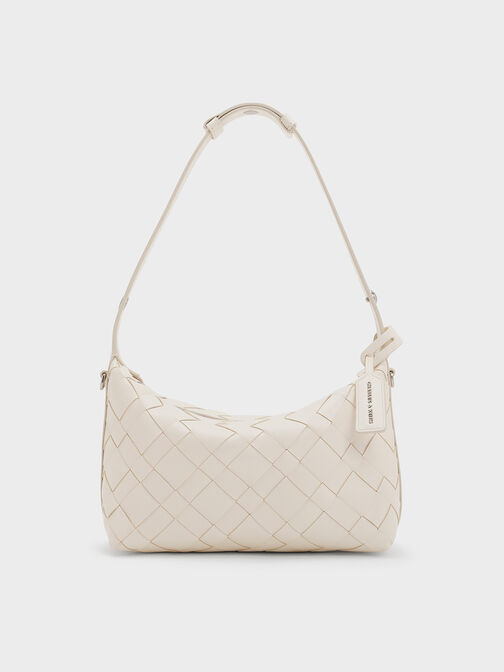 Ivette Woven Shoulder Bag, Cream, hi-res