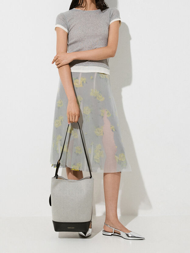 Enola Canvas Elongated Bucket Bag, Black, hi-res