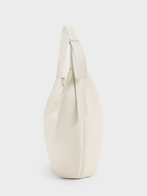 Bolso hobo curvo Odella, Crema, hi-res