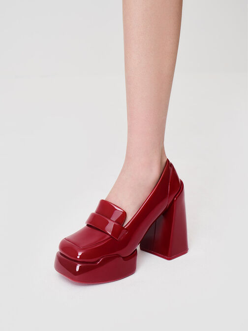 Lula Patent Loafer Pumps, Red, hi-res