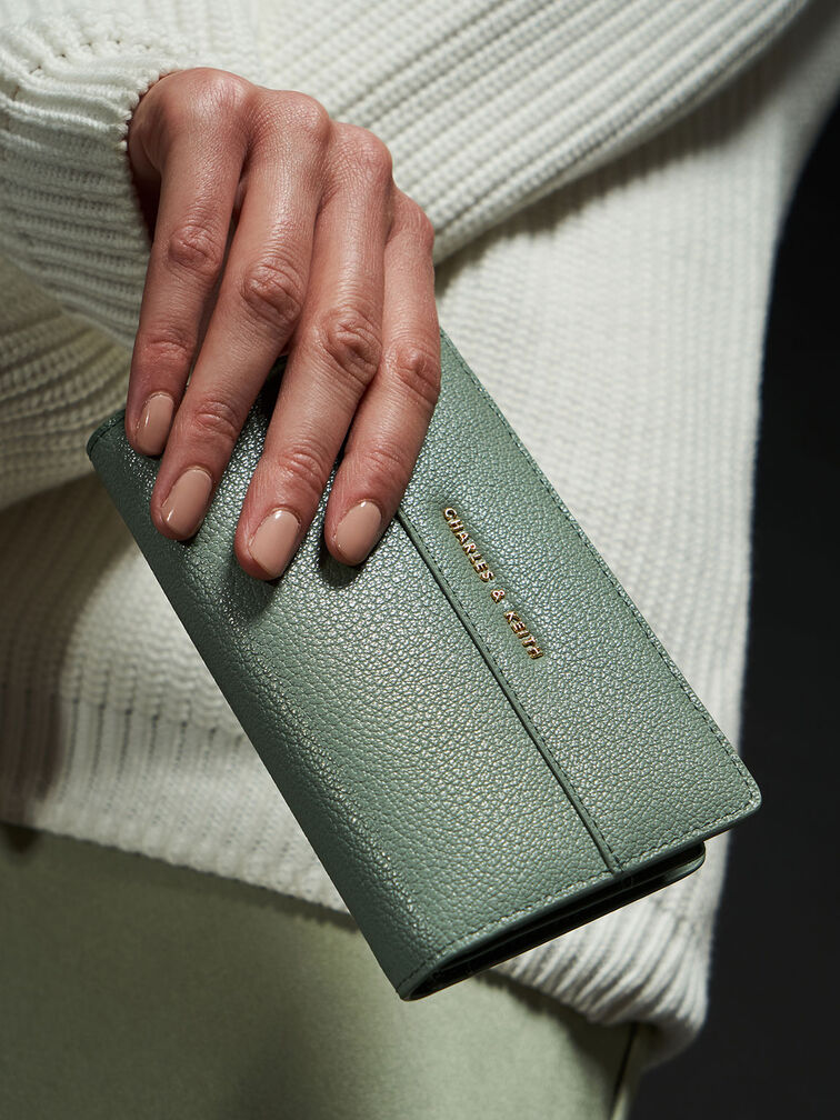 Top Zip Short Wallet, Sage Green, hi-res