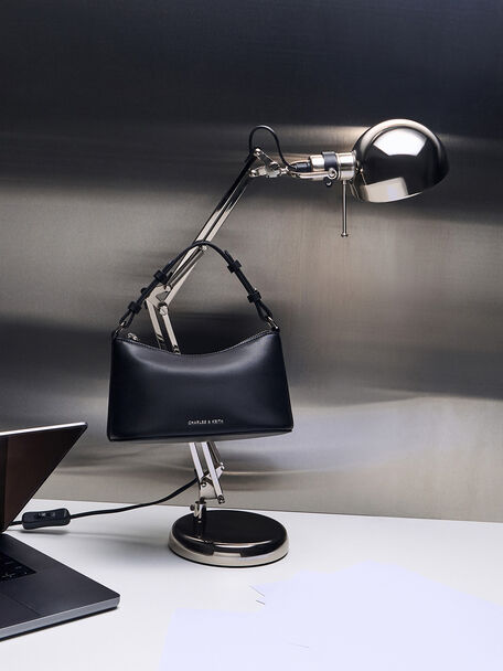 Bolso alargado Robyn con asa de cadena, Noir, hi-res