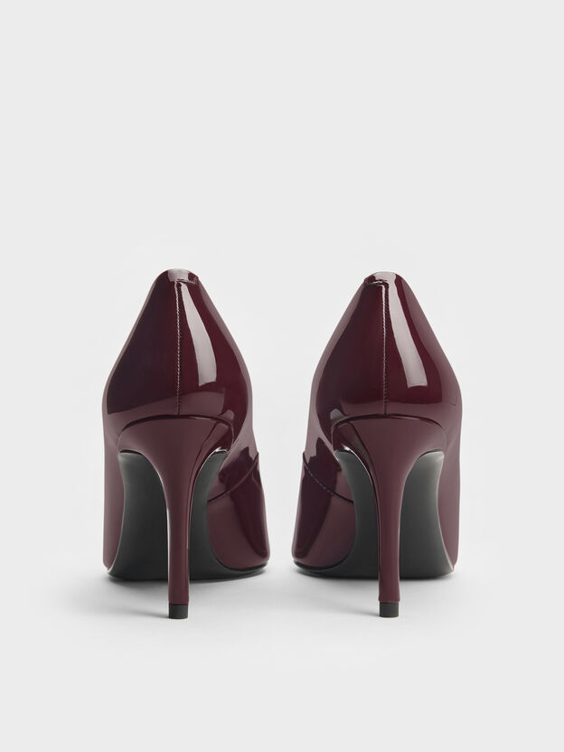 Emmy Patent Pointed Stiletto Pumps, Burgundy, hi-res