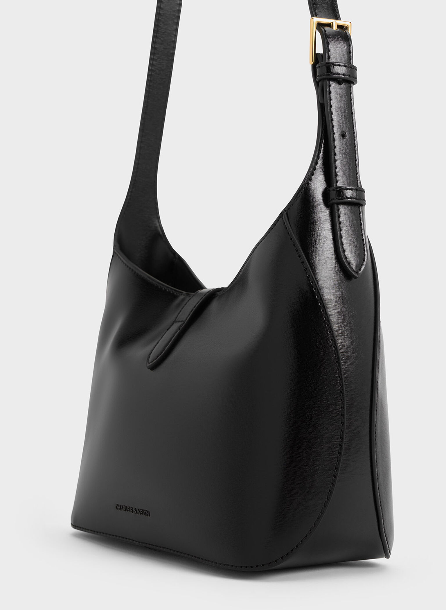 Wisteria Belted Shoulder Bag, Black, hi-res