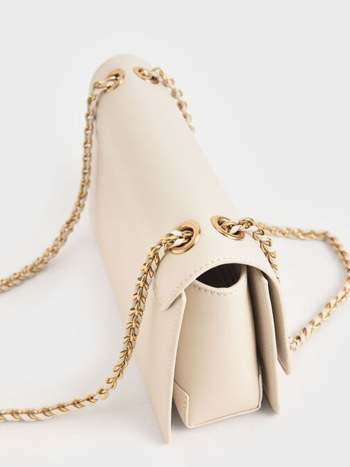 Chain Strap Evening Bag, Cream, hi-res