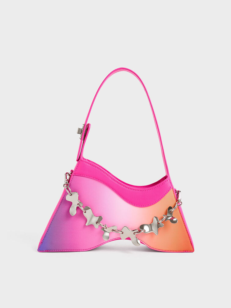 Verity Chain-Link Sculptural Bag, Holographic, hi-res