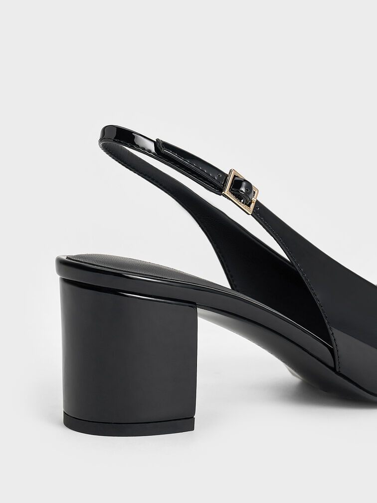 Zapatos destalonados de charol con punta cuadrada, Charol negro, hi-res