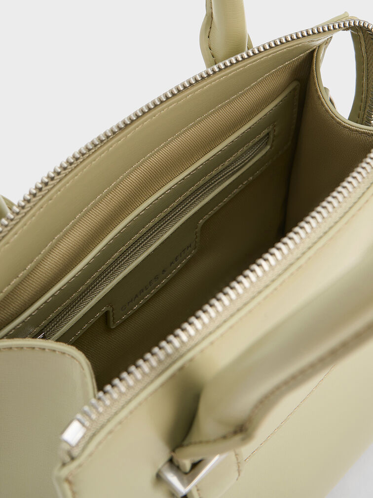 Temmie 拉鍊托特包, 灰綠色, hi-res