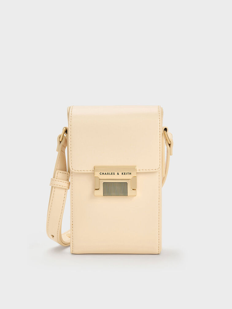 Freida Metallic Accent Elongated Pouch, Beige, hi-res