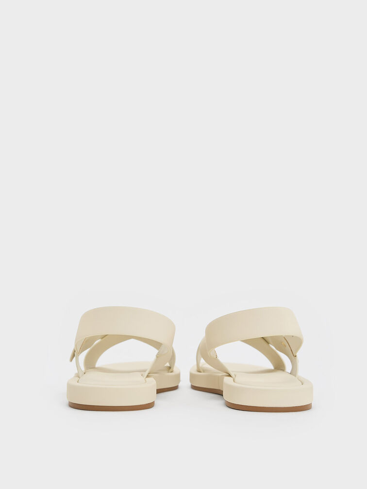 Crossover-Strap Slingback Sandals, Chalk, hi-res