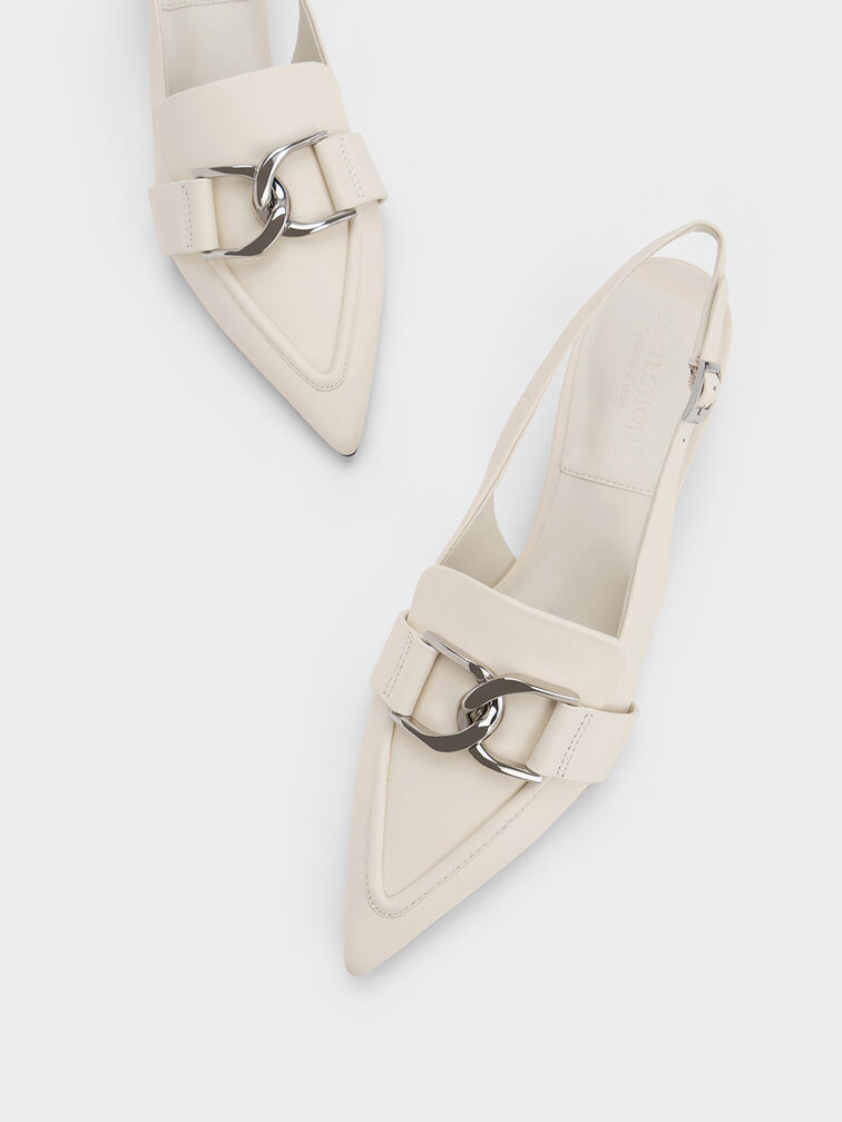 Gabine Leather Slingback Pumps, Chalk, hi-res